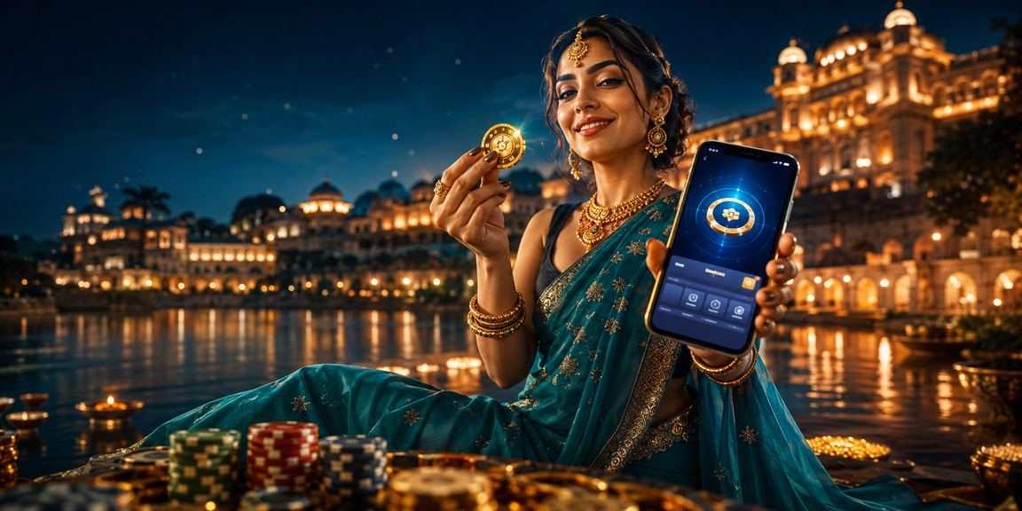 Indian woman using mobile payment to play Rummy
